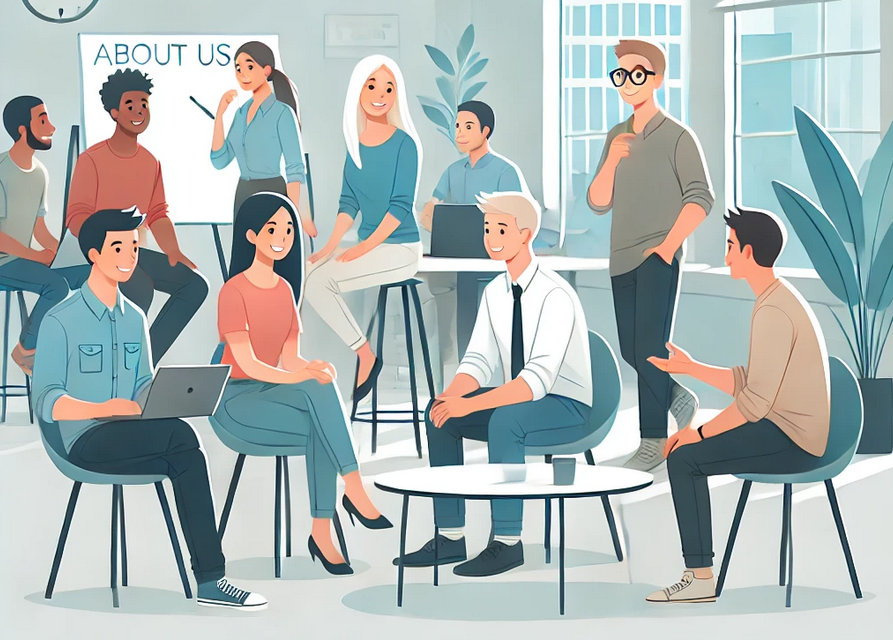 Team collaborating during a company meeting